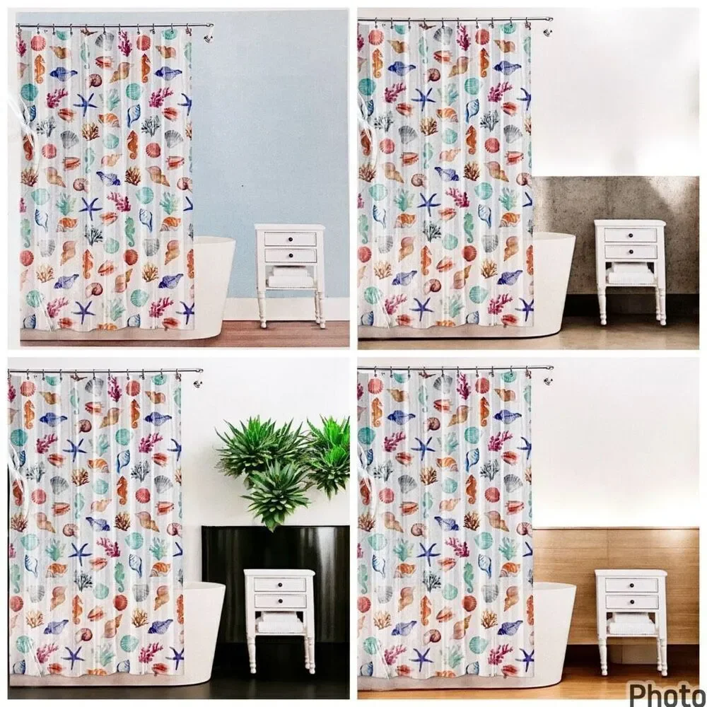 NWT Splash HOME Peva COVE White, Blue, Green, Red, Pink & Orange Shower Curtain